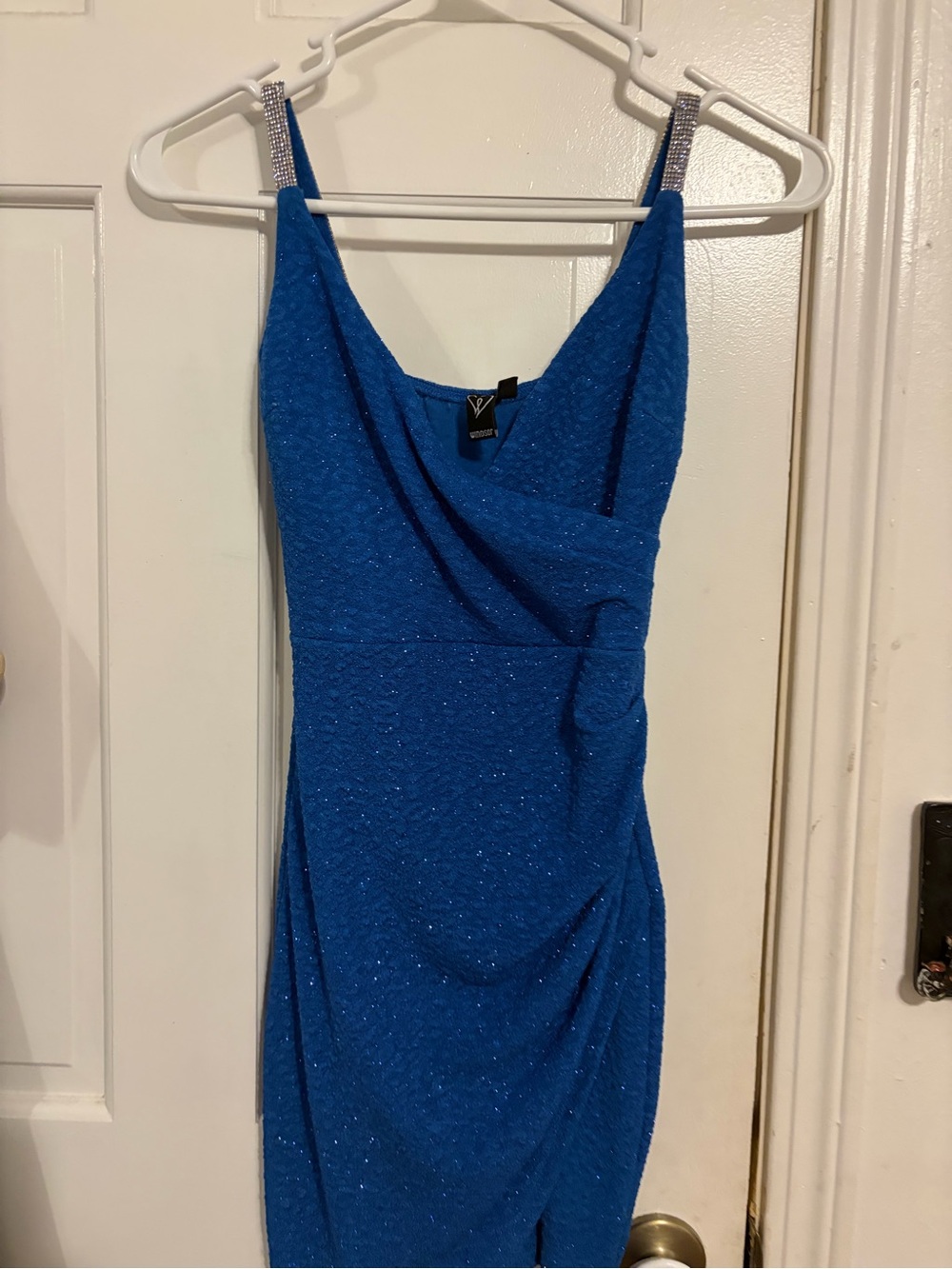 Blue Sparkle Cowl Neck Dress size xs only worn once
